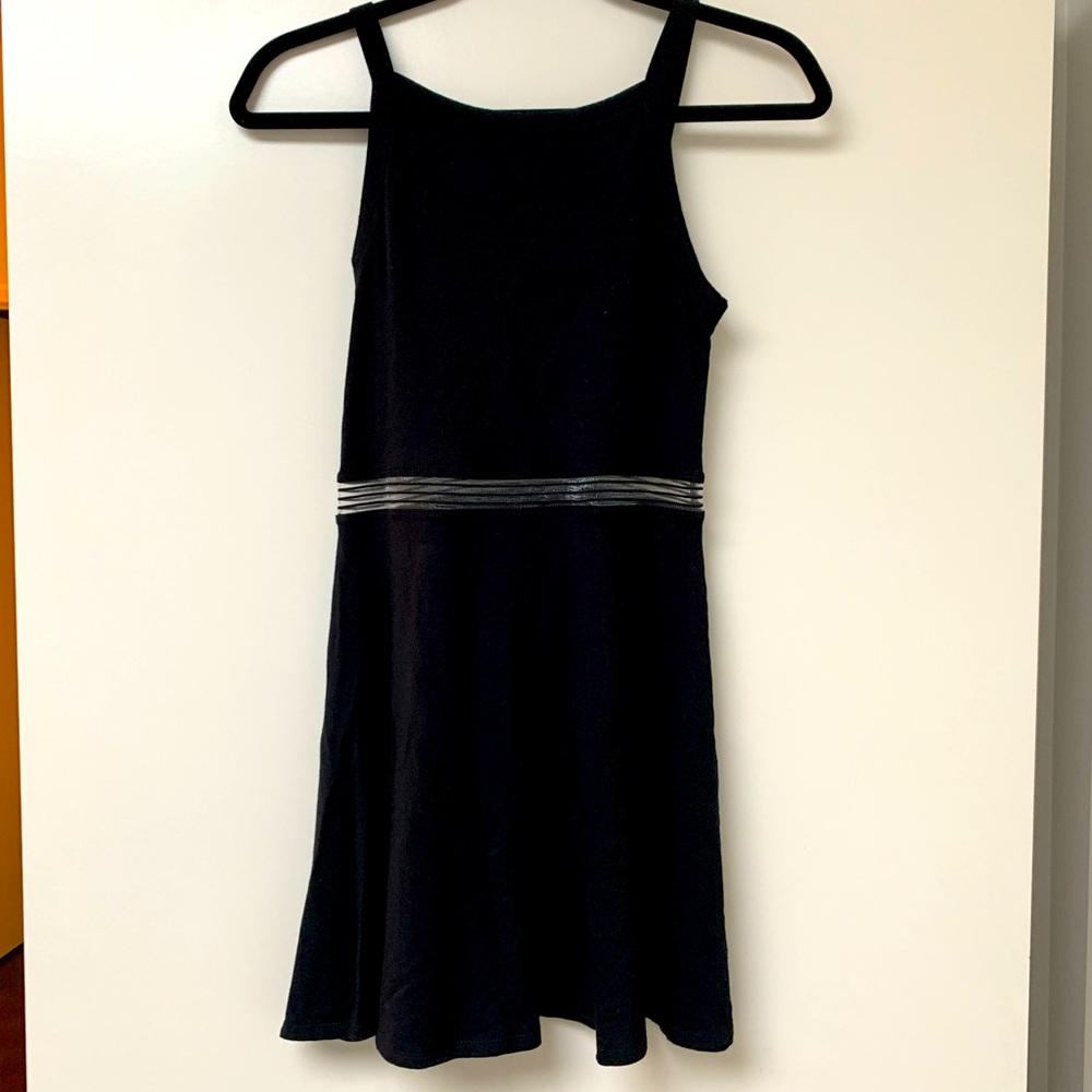 3/$30 Garage black mini tank skater dress with sheer waist